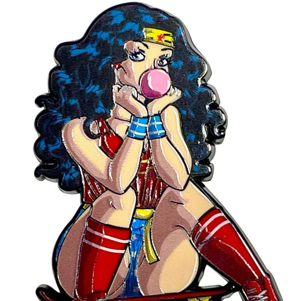 Super Hero Comic Book Enamel Pin, Sexy Pins, Skater Pin, Zinc Alloy Lapel Pin, Pin For Backpack, Feminism Feminist, Pin Up Warrior Brooch