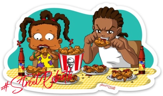 Eating Chicken Black Art African American Cartoons Sticker 4 - Etsy Eating Chicken Black Art African American Cartoons Sticker 4 - Etsy