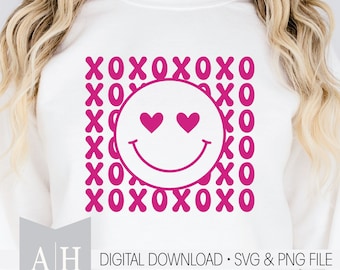 Smiley XOXO png/svg - Love png/svg - Valentines png/svg - Valentine png/svg