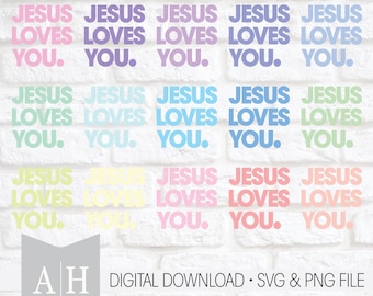 Jesus te ama png/svg - Jesus png/svg - Camiseta cristã png/svg - Versículo da Bíblia png/svg - Camiseta de Jesus png/svg - Cores pastel png/svg