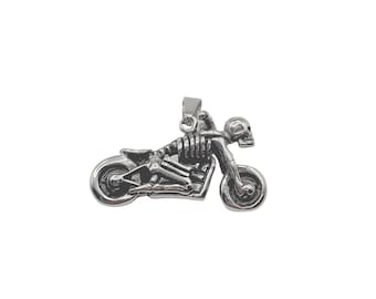 Stainless Steel Skeleton Motorcycle Charm