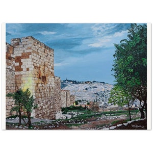 Dusk in Jerusalem with a view of the Mount of Olives