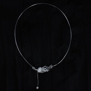 990 Sterling Silver Necklace W/Jellyfish Shape Pendant (One Of Ocean Traces Series), 16&quot; length Neckline, Gift For Her.