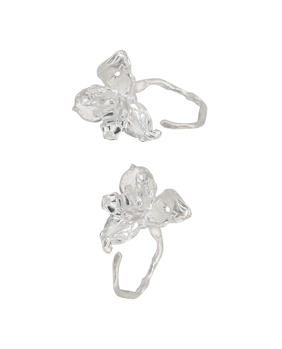 990 Pure Silver Sterling Silver Iris Flower Shape Adjustable 990 Pure Silver Sterling Silver Iris Flower Shape Adjustable
