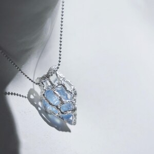 990 Pure Sterling Silver Chain Necklace Comes With A Heart-shaped Pendant Wrapped Around An Aquamarine Stone, 16&quot; Neckline, Gift For Her.