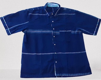 Men's shirt, artisanal, handmade, unique shirt, blue, Extra Large
