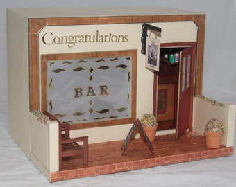 3D Pub Template, PDF Digital Download, SVG Soon, Card Template, Miniature Makes, Model Making 3D Paper Craft Cameo Cricut Soon, Shop 3D Card