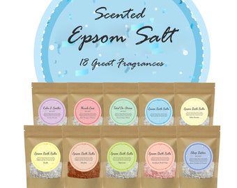 Scented Epsom Bath Salt Salts Soak 100g - 100% Vegan Natural Magnesium Sulphate with Essential Oils / Fragrances