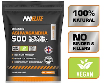 Organic Ashwagandha Extract 10,000mg - 180 Capsules Stress Fatigue Anxiety Relief Powder Pills