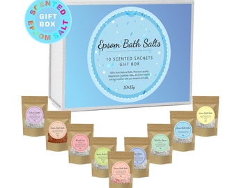 Scented Epsom Salt Gift Set: 10 Fragrance Aromatherapy Bath Soak