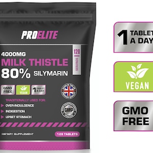 Milk Thistle 4000mg | 80% Silymarin, Liver Support, Vegan - 120 Tablets