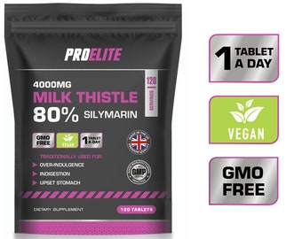 Milk Thistle 4000mg | 80% Silymarin, Liver Support, Vegan - 120 Tablets