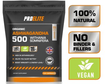 Organic Ashwagandha Extract 10,000mg - 120 Capsules Stress Fatigue Anxiety Relief Powder Pills
