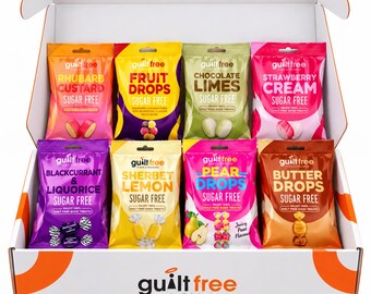 Guilt Free Sugar Free Sweets Gift Box 600g | 8 Delicious Flavours | Assorted Traditional British Sweets Hamper | Birthday Gift
