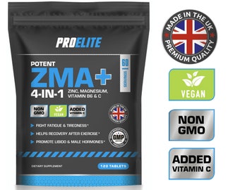 ZMA Tablets: Zinc, Magnesium, B6, C, Vegan, Muscle Recovery