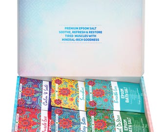 Scented Epsom Salt Gift Set: 6 Variety Bath Soak Collection Epsom Salts