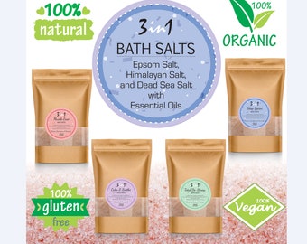 3in1 Sceneted Bath Salts Salt Soak Epsom Salts Himalayan Pink Dead Sea Salt 1KG / 1000g with Essential Oils / Fragrances