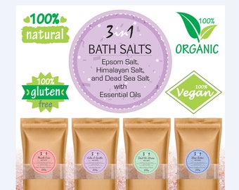 3in1 Sceneted Bath Salts Salt Soak Epsom Salts Himalayan Pink Dead Sea Salt 100g  with Essential Oils / Fragrances