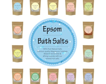 Scented Epsom Bath Salts Soak – Vegan Magnesium Sulphate, 250g