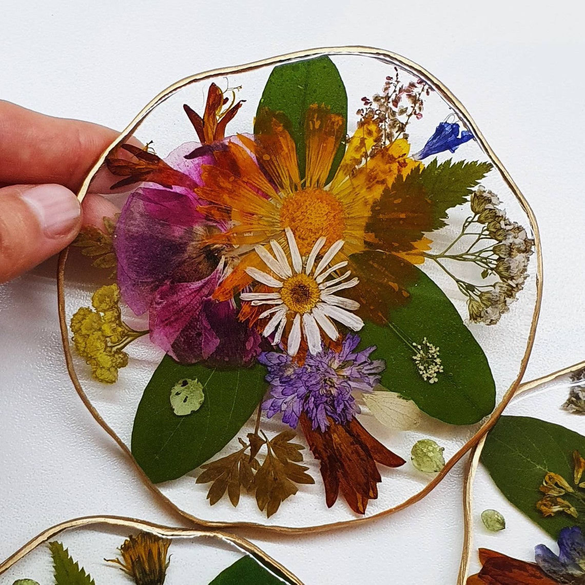 Floral Cup Coasters Epoxy Resin Coasters with Dried Flowers Etsy