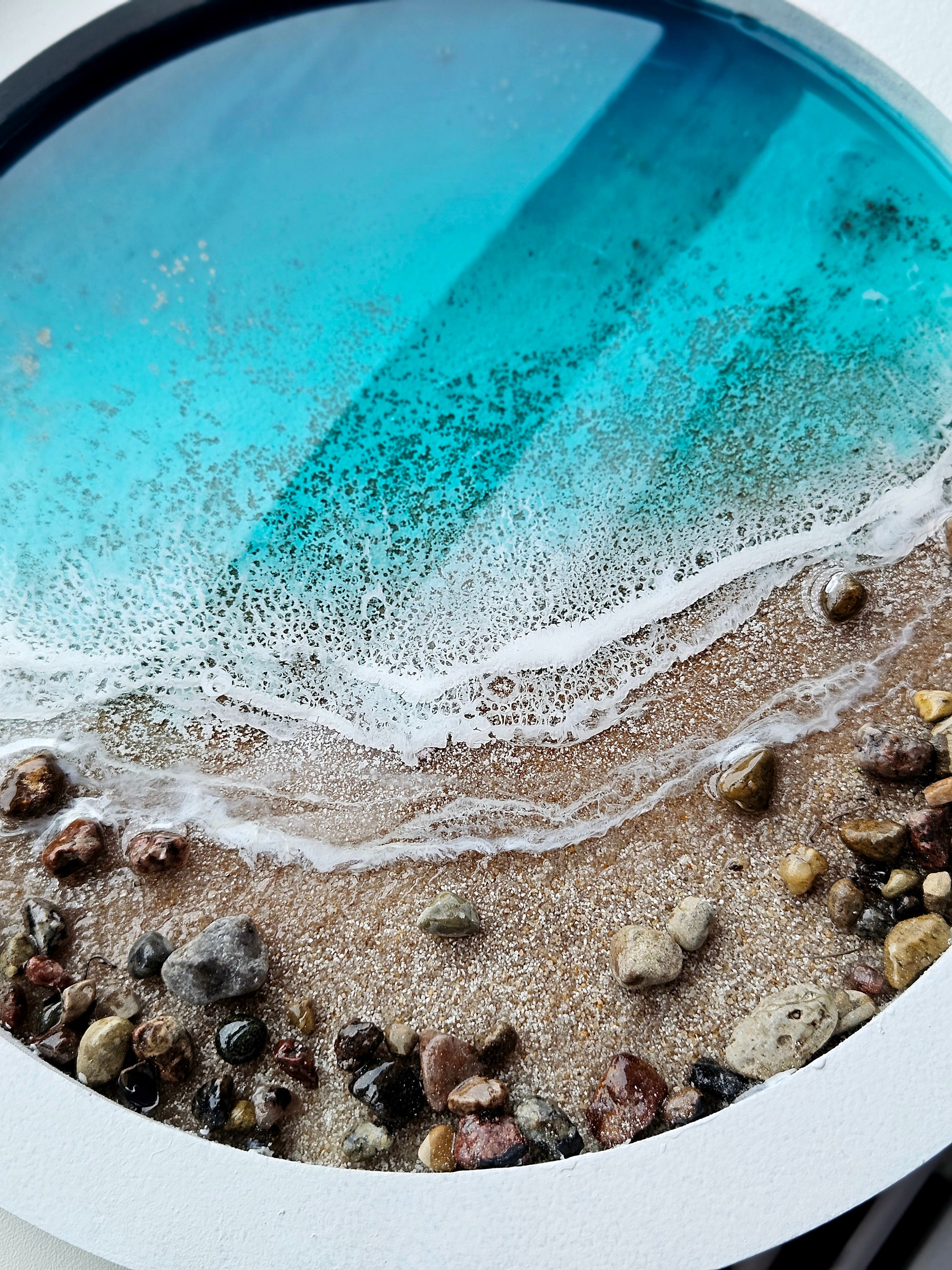 Ocean Resin Wall Clock: Handmade Sea Art With Natural Sand
