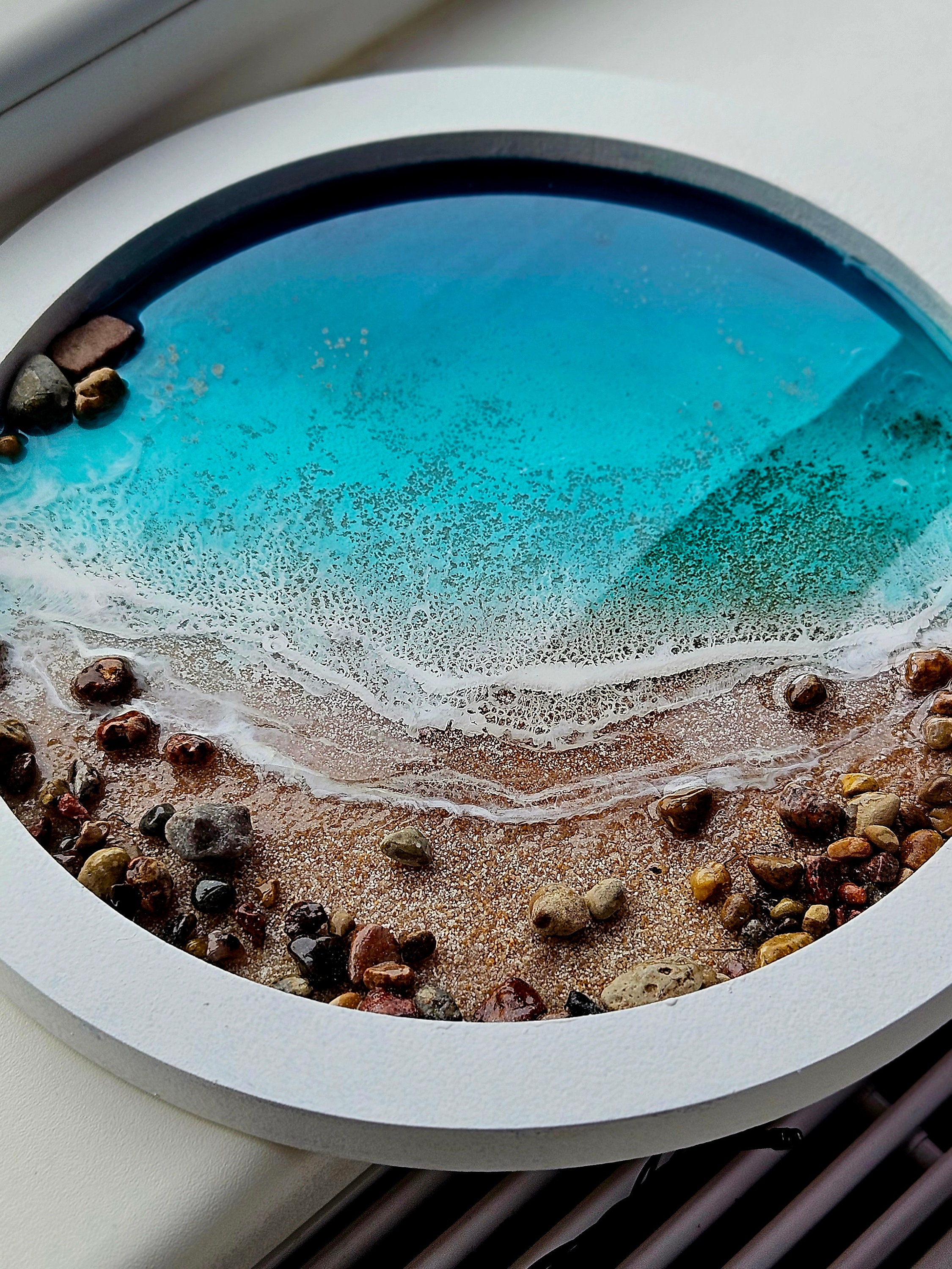 Ocean Resin Wall Clock: Handmade Sea Art With Natural Sand