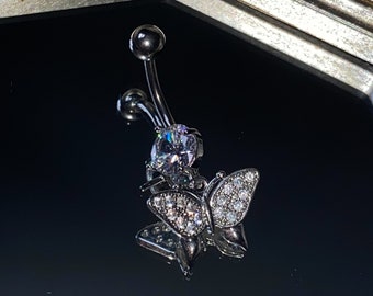 Silver Butterfly Belly Ring