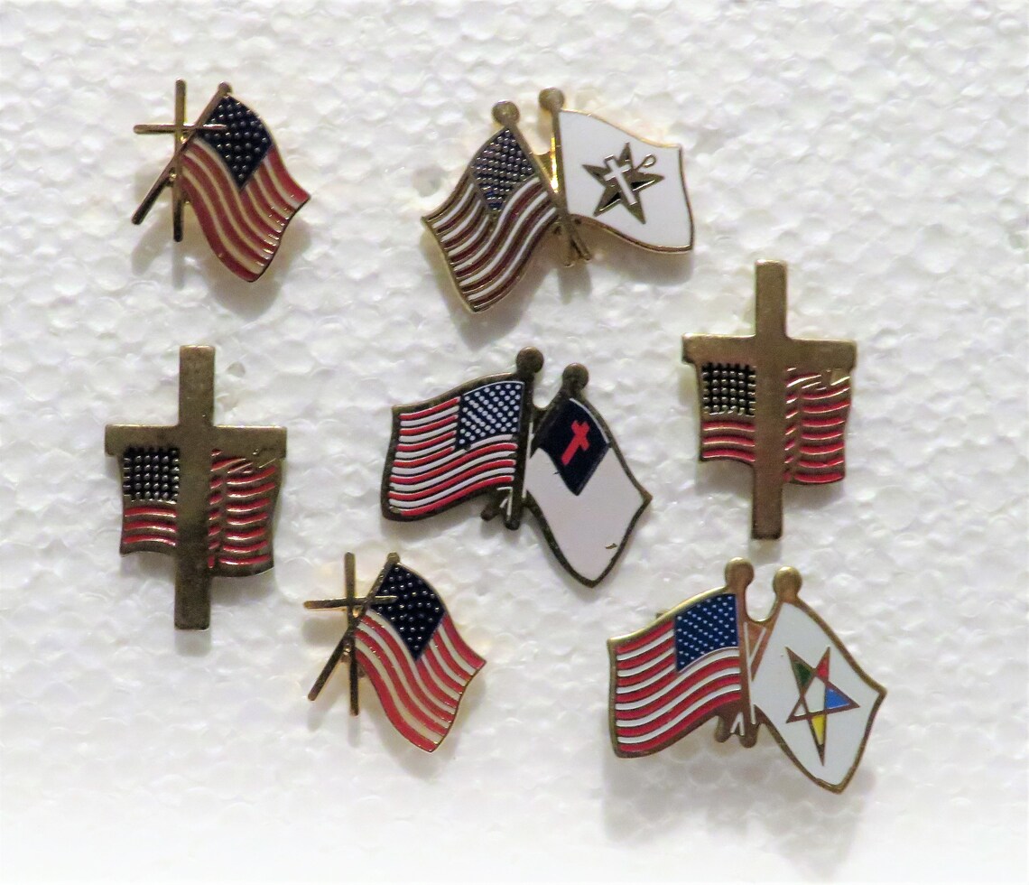 Vintage enamel lapel pins lot of 7 God and Country USA Etsy