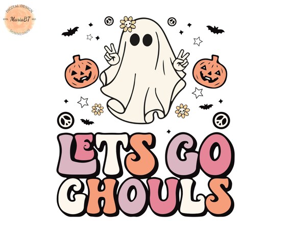 Halloween PNG Let's Go Ghouls Png Cute Ghost Smile Face - Etsy