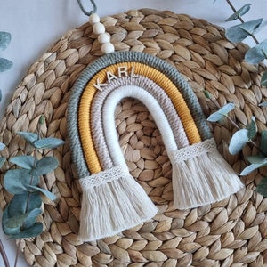 Macrame rainbow personalized | Door sign for children's room | Gift for birth | Gift for baptism