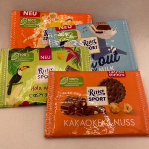 Schokobörse, Geldbörse aus Schokoladen-Verpackungen, Upcycling, neue und limitierte Sorten