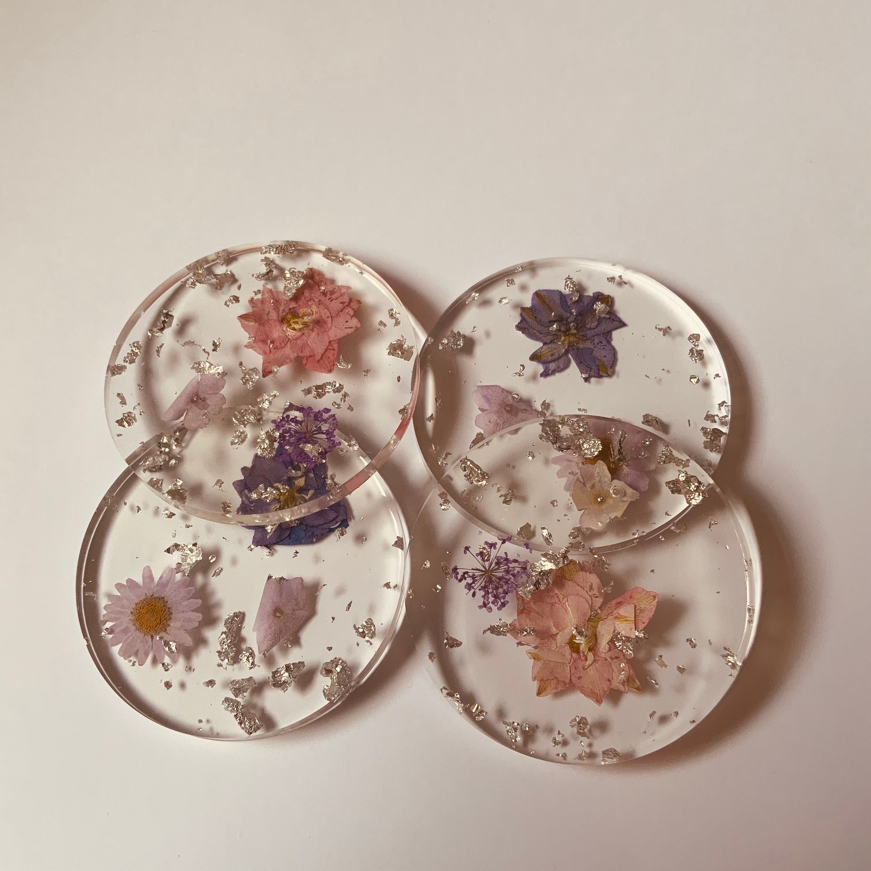 Purple Pressed Flower Resin Coasters Etsy