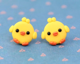 Yellow Baby Chick Earrings, Easter Basket Gift, Cute Kids Earrings, Cute Spring Earrings, Farm Animal Earrings, Little Girl Easter Gift