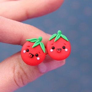 Cute Tomato Stud Earrings, Farm Girl Gift, Veggie Stud Earrings, Cute Vegetable Earrings, Botanical Jewelry, Tomato Jewelry