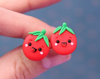 Cute Tomato Stud Earrings, Farm Girl Gift, Veggie Stud Earrings, Cute Vegetable Earrings, Botanical Jewelry, Tomato Jewelry