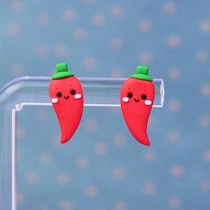 Chilli Pepper Stud Earrings, Gift For Girlfriend, Red Hot Chili Pepper Earrings, Spicy Gift, Food Earrings, Pepper Vegetable Earrings