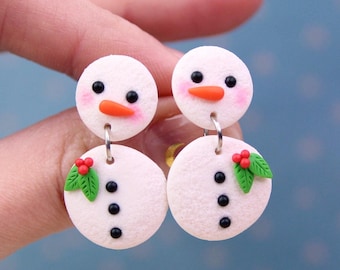 Winter Snowman Earrings, Christmas Gift, Holiday Earrings, Winter Jewelry, Christmas Earrings, Stocking Stuffer Gift, Snowman Jewelry