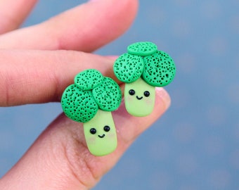Broccoli Stud Earrings, Vegan Gift, Vegetable Earrings, Broccoli Lover Gift, Miniature Food Jewelry, Vegan Earrings, Cute Farm Jewelry