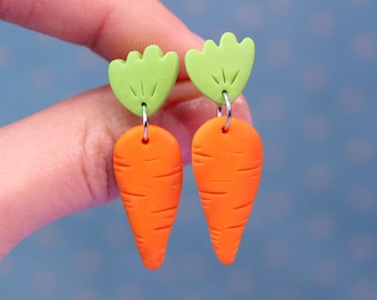 Carrot Dangle Earrings , Vegetables Lover Gift, Miniature Food Jewelry, Mini Food Studs, Vegetarian Jewelry, Easter Earrings, Farm Earrings