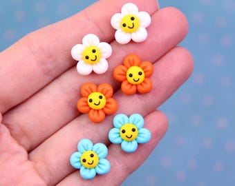 Smiley Face Flowers Stud Earrings, Mother's Day Gift