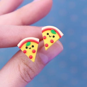 Pizza Stud Earrings, Miniature Food Earrings, Pizza Lover Gift, Mini Food Jewelry, Pepperoni Earrings, Slice Pizza Studs, Funny Earrings