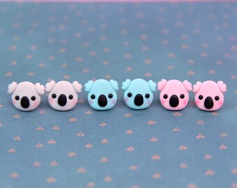 Handmade Polymer clay Koala Stud Earrings, Birthday Gift