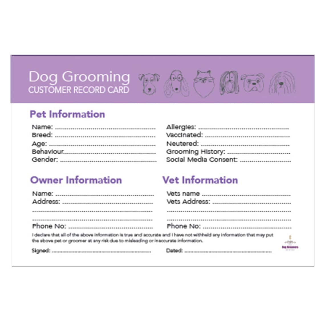 dog-grooming-customer-record-cards-pack-of-200-double-etsy