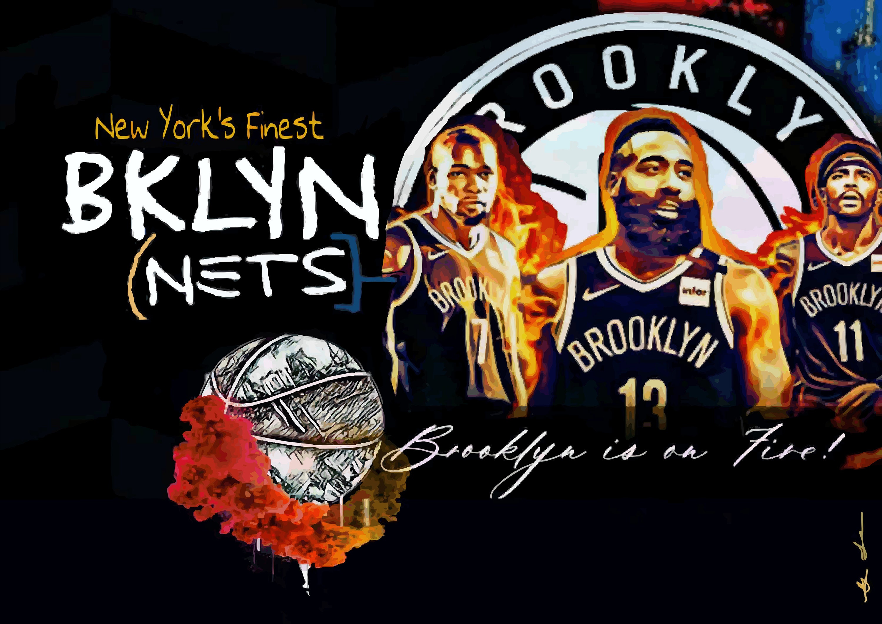 Celebrating the Brooklyn Nets Poster Canvas Brooklyn Nets Etsy