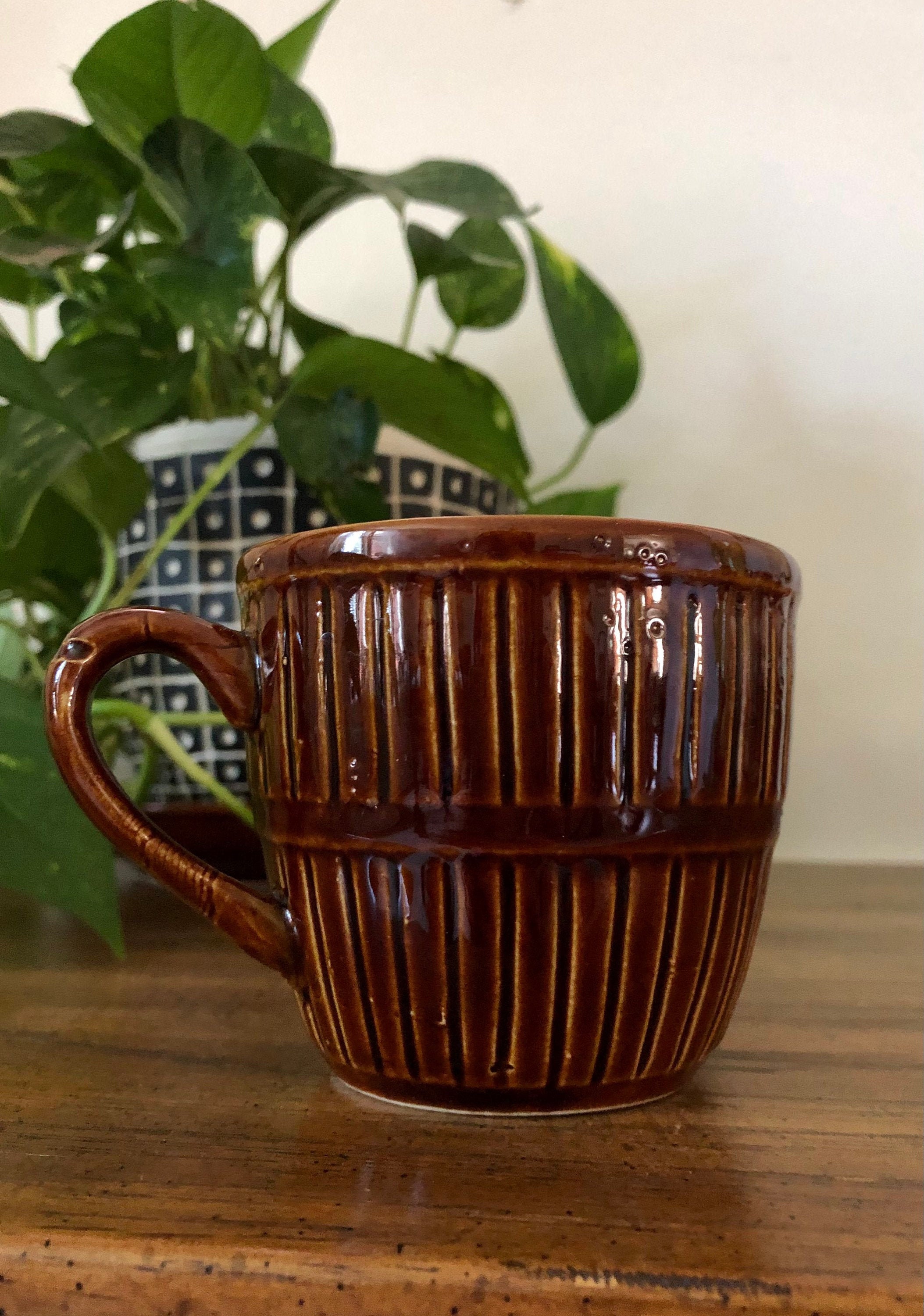 Vintage Brown Glazed Texture Mug / Coffee Cup / Tea Cup MCM Etsy