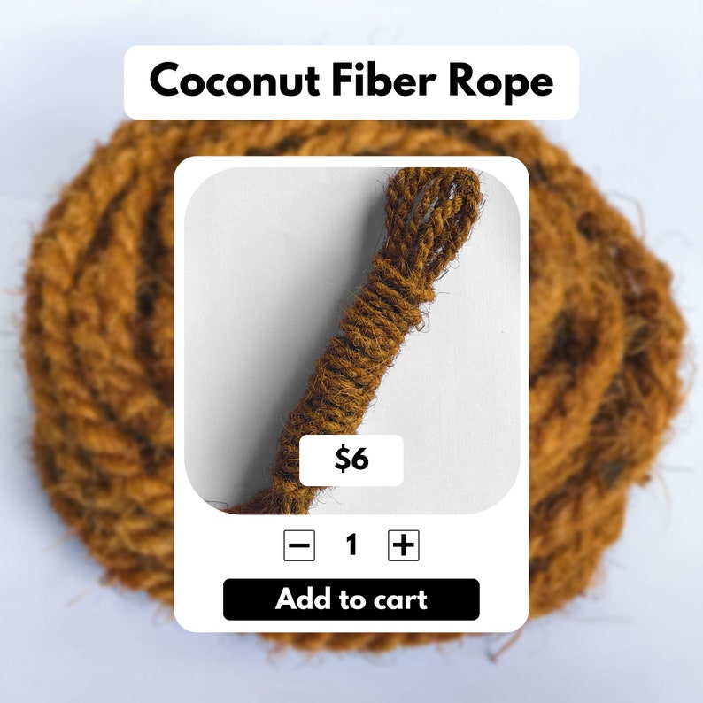 Coconut Fiber Rope Handmade Coco Rope Natural for Decoration Weddings Art & Crafts image 3