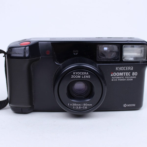 Kyocera zoomtec 80 (38-80mm lens) Point & Shoot 35mm Film Camera (FLASH DOES not WORK)