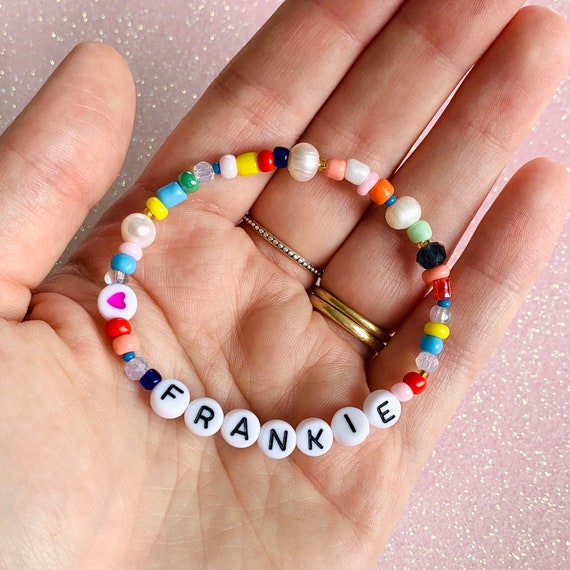 90s Personalised Beaded Bracelet Y2k Name Bracelet Etsy