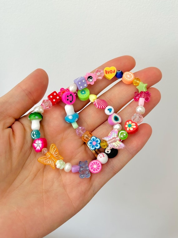 Random Colourful Bead Bracelets, 90s Beaded Bracelets, Y2K