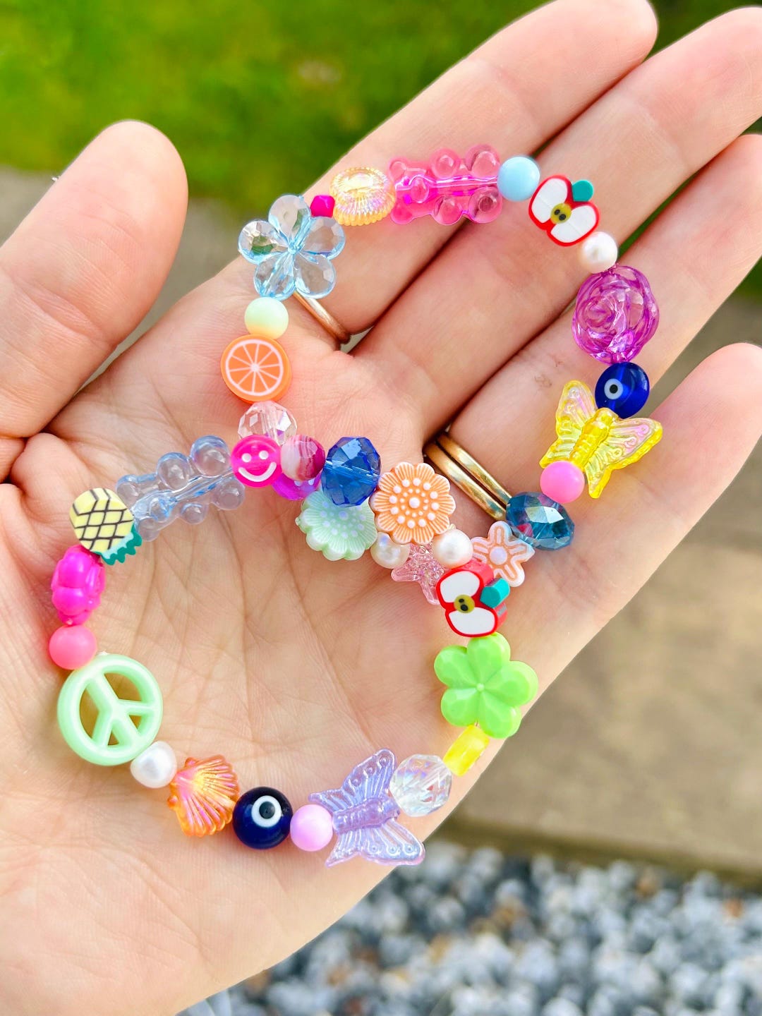 Random Colourful Bead Bracelets, 90s Beaded Bracelets, Y2K